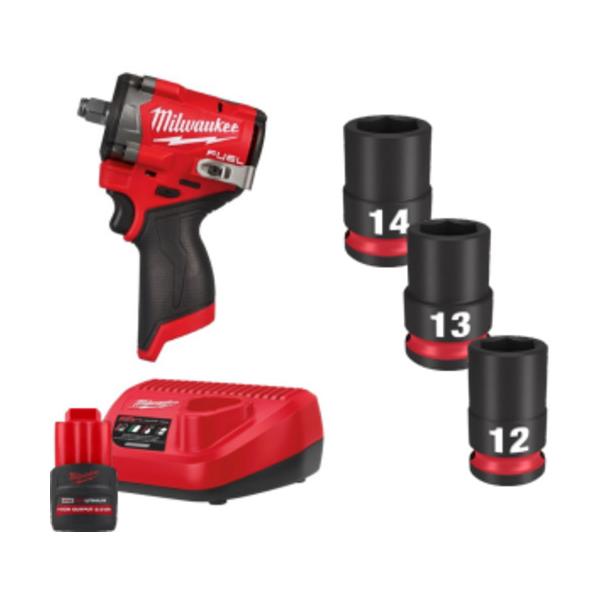 M12 FIW2F38-251X LR JP　ｍｉｌｗａｕｋｅｅ　M12　ＦＵＥＬ　3/8インチ542Ｎｍインパクトレンチ　2.5Ａｈ＆インパクトソケットキット　JAN：4573582681456
