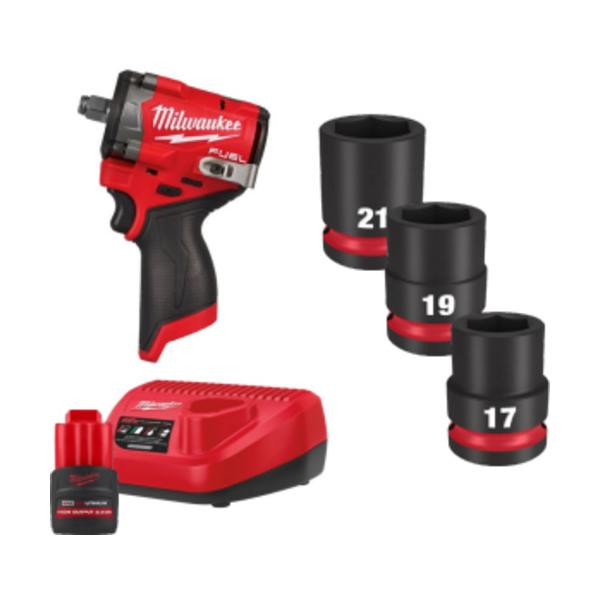 M12 FIW2F12-251X LR2 JP　ｍｉｌｗａｕｋｅｅ　M12　ＦＵＥＬ1/2インチ542Ｎｍインパクトレンチ　2.5Ａｈ　＆　インパクトソケットキット　JAN：4573582681463