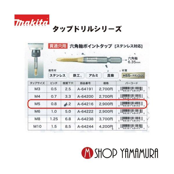 正規店】 マキタ 六角軸ポイントタップ(ステンレス対応)A-64216 タップ 