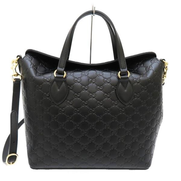 GUCCI（グッチ） 428226 2WAY ハンドバッグ/グッチシマレザー ブラック