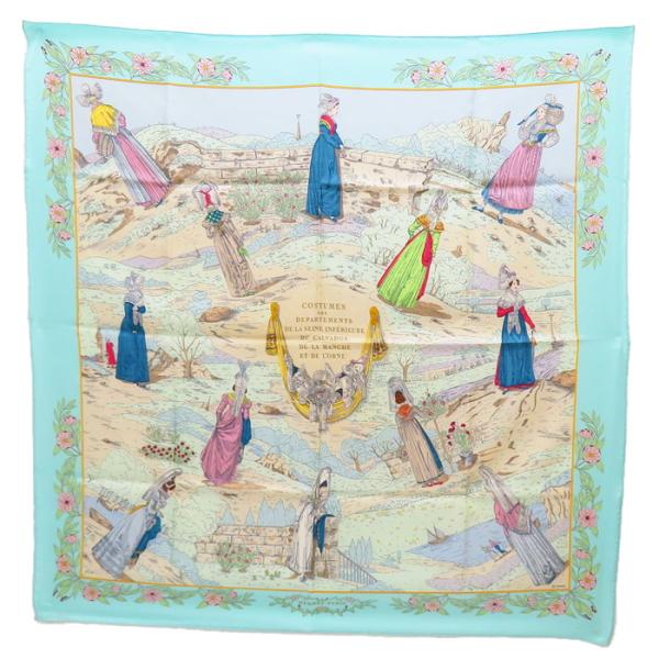 美品　エルメス　カレ90 スカーフ　Costumes ノルマンディの民族衣装 mako78_n20060500628