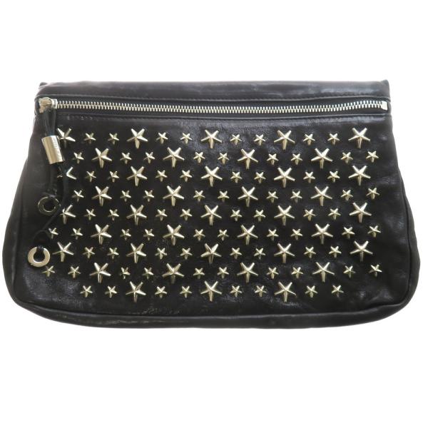 JIMMY CHOO/ジミーチュウ スタースタッズ クラッチバッグ レザー 黒