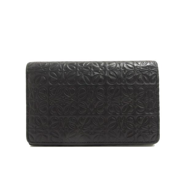 LOEWE（ロエベ） アナグラム コンパクト 二つ折り財布 レザー 黒