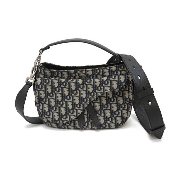 ディオール　サドルミニソフト　2way　ショルダーバッグ　レザー　黒　ブラック クリスチャンディオールサドルミニソフトバック 黒 レディース