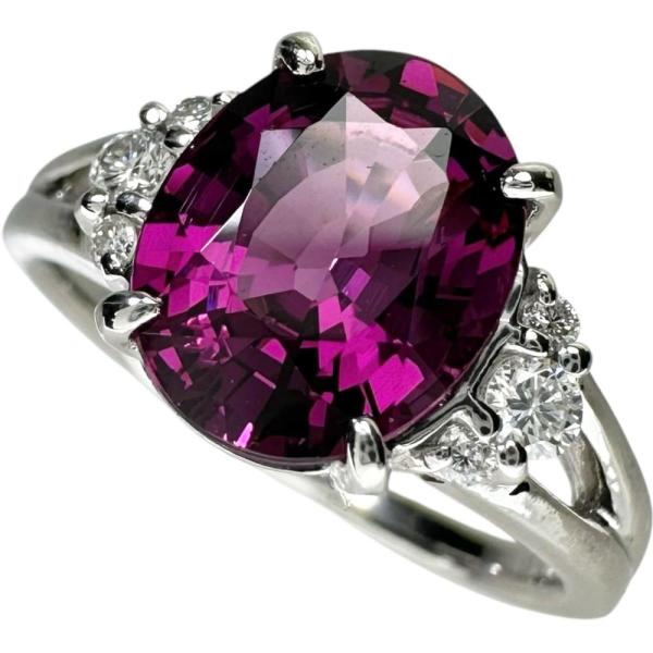 12号 ロードライトガーネット 2.56ct ダイヤモンド 計0.10ct リング 