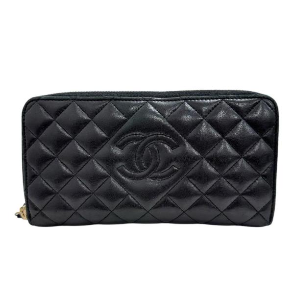 CHANEL⭐︎シャネル⭐︎ラウンドジップ☆ラムスキン⭐︎マトラッセ⭐︎財布 CHANEL シャネル マトラッセラウンドジップ ウォレット イエロー