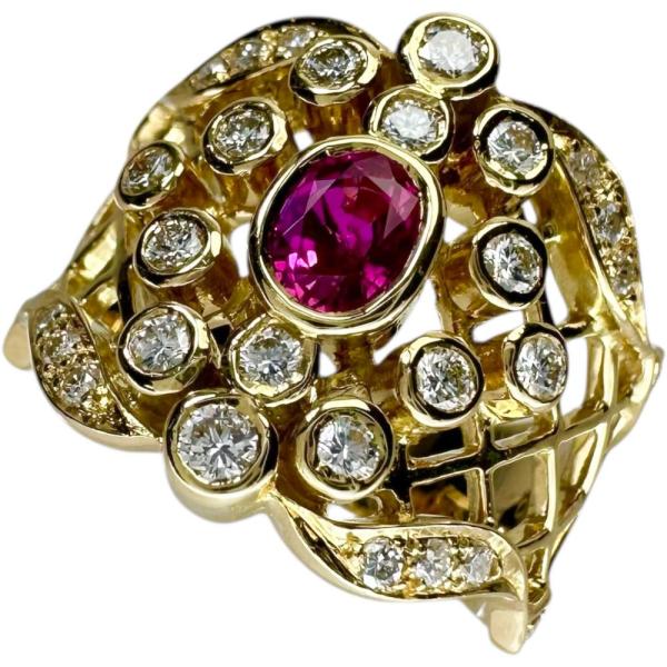 11.5号 ルビー 0.51ct ダイヤモンド 0.46ct リング・指輪 K18
