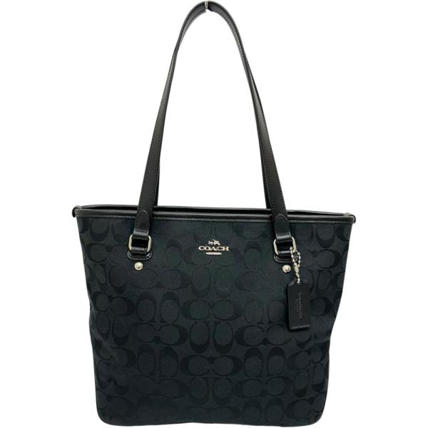 COACHシグネチャートートバッグ★未使用　黒.キャンバス×レザー 36375 COACH（コーチ） シグネチャー F36375 ハンドバッグ トートバッグ