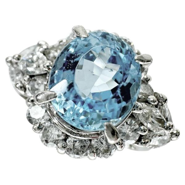 7.5号 アクアマリン 1.735ct ダイヤモンド 0.85ct リング・指輪 Pt900