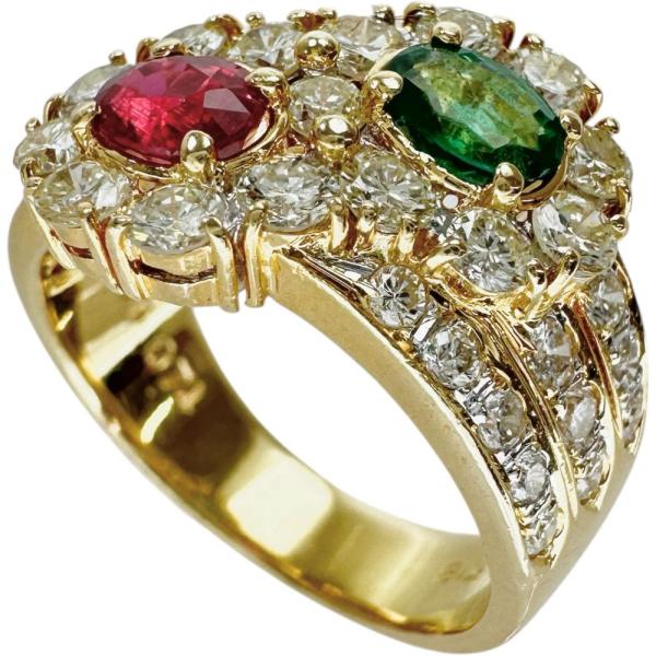 10.5号 ルビー エメラルド ダイヤモンド 0.74ct リング・指輪 K18