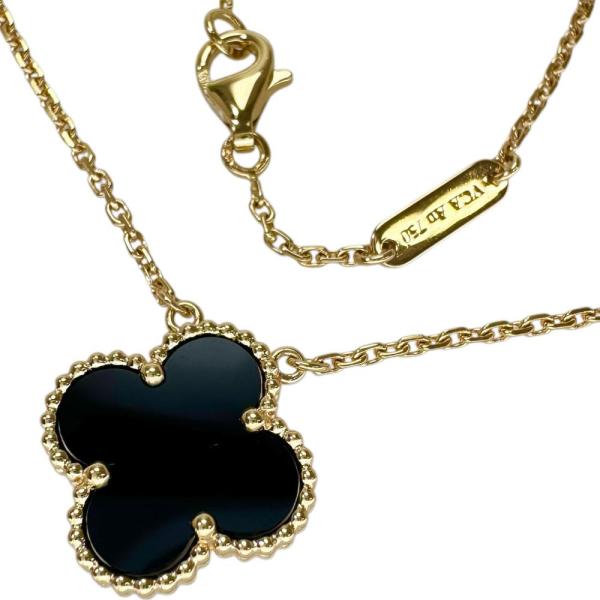 美品 ヴァンクリーフ オニキス ヴィンテージ アルハンブラ ネックレス Van Cleef & Arpels/ヴァンクリーフ＆アーペル ヴィンテージ