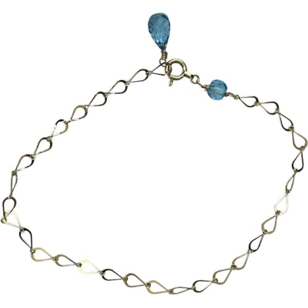 まま　　 美品　18k ゴールド ブレスレット　ブルートパーズの石付き ブルートパーズ ブレスレット K18ゴールド 1.1g 17.5cm レディース