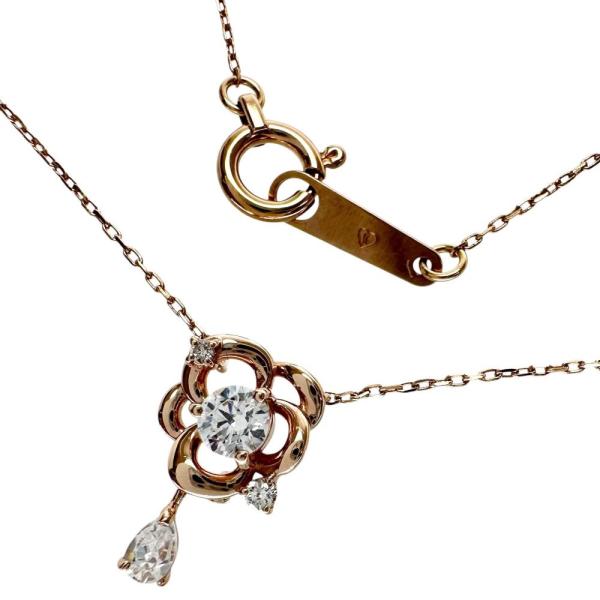 Vendome Aoyama/ヴァンドーム青山 透明石（CZ) 2Pダイヤモンド 0.01ct ネックレス K10PGピンクゴールド 1.0g 40cm レディース