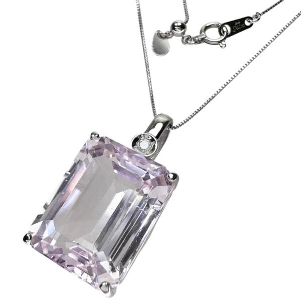 クンツァイト 20.97ct ダイヤモンド 計0.05ct ネックレス Pt900 