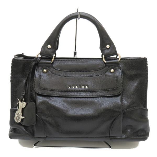 高級 CELINE セリーヌ ブギーバック ハンドバッグ レザー 革 黒 