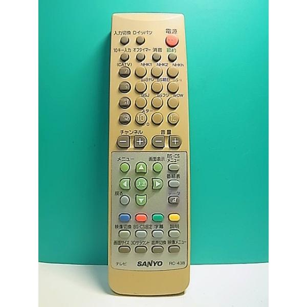【中古】「非常に良い」サンヨー テレビリモコン RC-316 S150-589☆サンヨー SANYO☆テレビリモコン☆RC-438☆即日発送！保証付