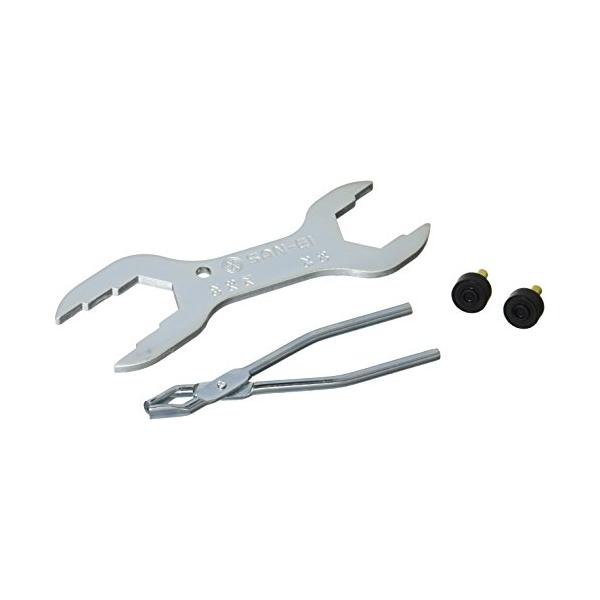 他サイト： SANEI(旧社名:三栄水栓製作所)水栓スパナセット 水栓補修用 工具 5サイズに対応 鋼製 ヤットコ、コマ付き PR335Sの商品画像