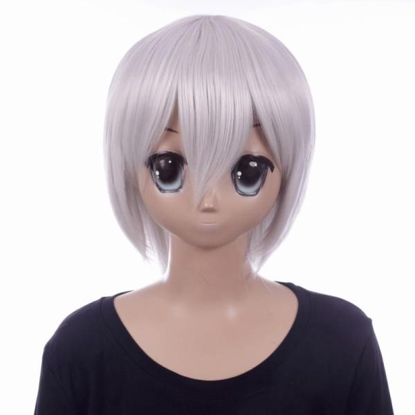 ウィッグ 女性 ショート フルウィッグ シルバー かぶるだけ