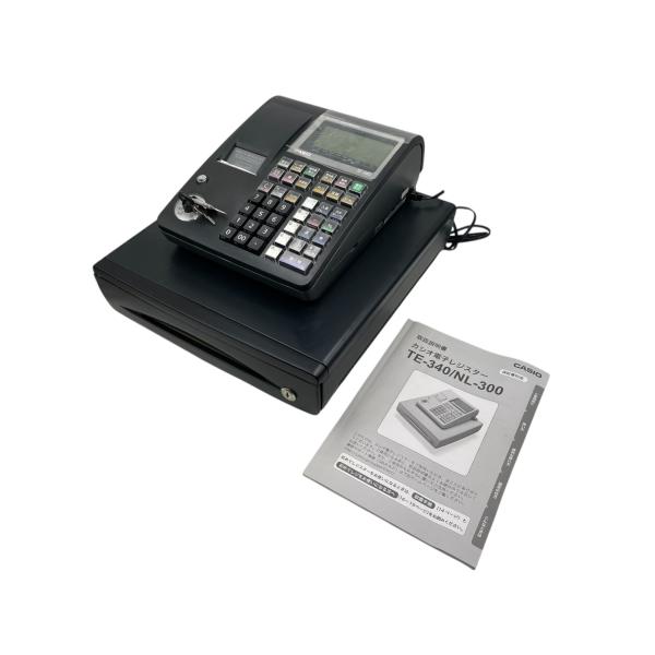 CASIO カシオ 電子レジスター TE-340 鍵付き 動作良好 □ CASIO TE-340 電子レジスター カシオ 店舗用品 本体 ブラック