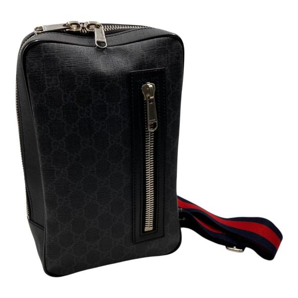 GUCCI ボディバッグ ショルダーバック □美品 GUCCI グッチ ショルダーバッグ GG柄 ブラック PVC 斜め掛け
