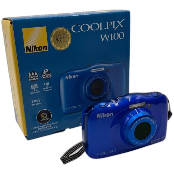 Nikon COOLPIX W100 防水　耐衝撃 □ Nikon COOLPIX W100 デジタルカメラ ブルー 防水 耐衝撃 Wi-Fi