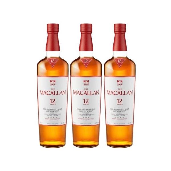 ザ・マッカラン12年 シェリーオーク3本セット 40.0% 700ml シングルモルト 正規 箱付 ウイスキー 送料無料