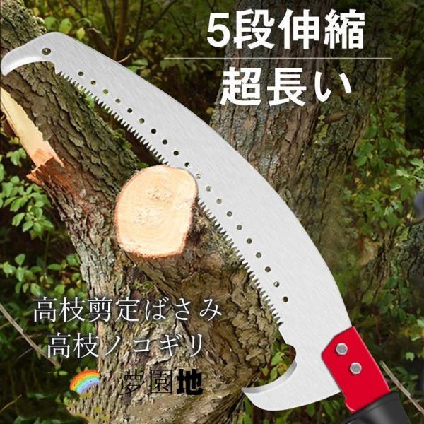 送料無料 高枝切りバサミ 高枝切鋏 5段伸縮式 2m-10m 園芸 ガーデニング はさみ のこぎり 高枝剪定ばさみ 高枝ノコギリ 切断工具