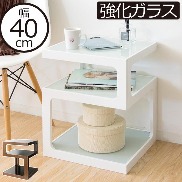 サイドテーブル ステンレス ホワイトガラス 宮武製作所 サイドテーブル おしゃれ 北欧 収納付き 白 ホワイト