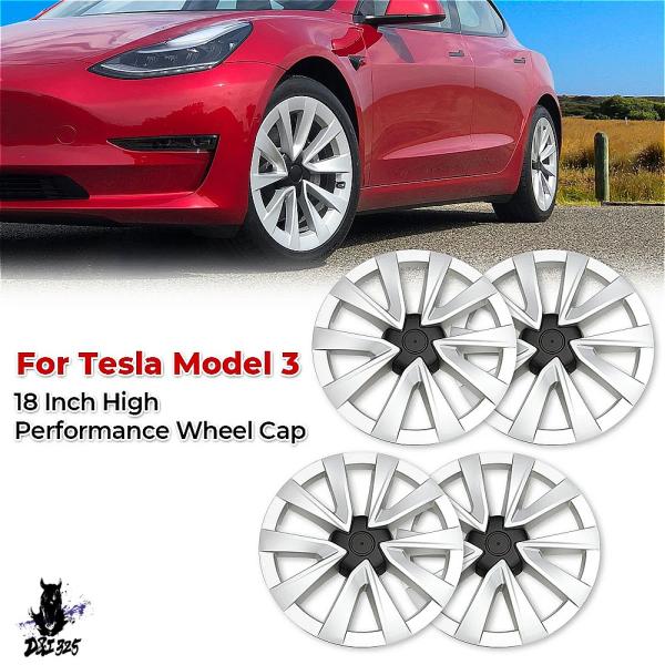 互換品】 テスラモデル2021-2024用 18インチホイールカバー 4個セット