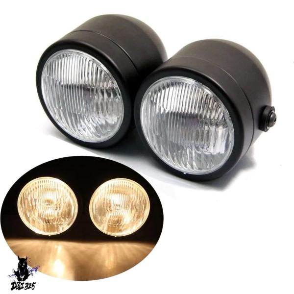 互換品】 バイクヘッドライト 4インチ ストリートファイターツイン