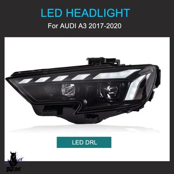 互換品  アウディ A3/S3 8V 2017-2020 LEDヘッドライトアセンブリ 1ペア セダン/スポーツバック プラグアンドプレイ LED DRL ダイ