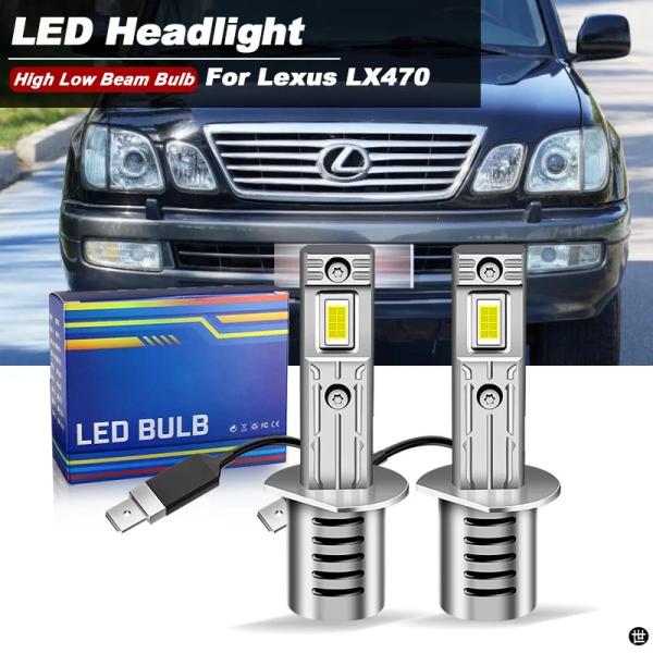 2 個 H1 ハイビーム LED CAN バスヘッドライトライトロービーム D2S 電球レクサス LX470 1999-2007 ホワイト 60 ワット 200