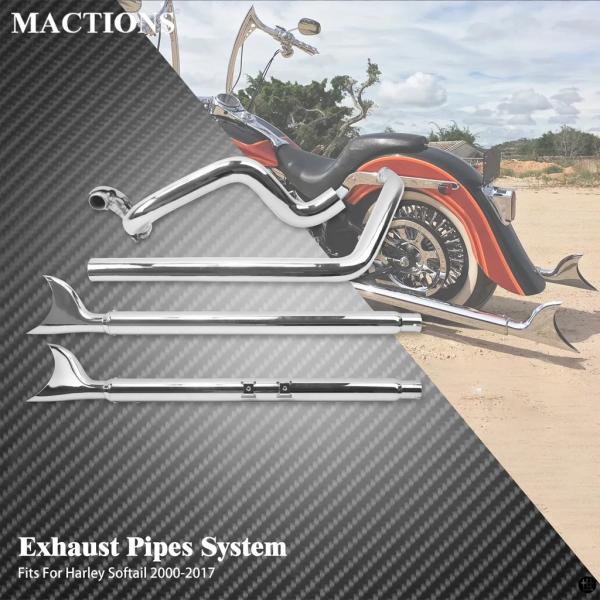 バイクマフラーデュアルシステムクロームハーレーソフテイルブレイク