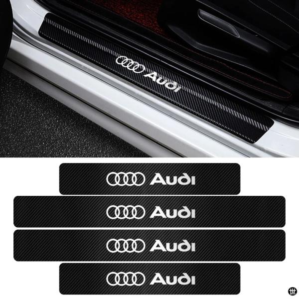 4 個カーボンドアドアシルしきい値プロテクターステッカーアンチスクラッチアウディクワトロ RS A3 A4 B8 8P B9 8V B6 A5 B7 A1 Q7
