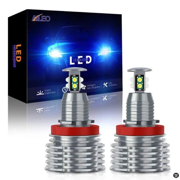 AILEO H8 LED H11 H9 エンジェルアイズハローリング電球 HID キセノン 6000K BMW E92 E60 E61 E63 X5 E70 X