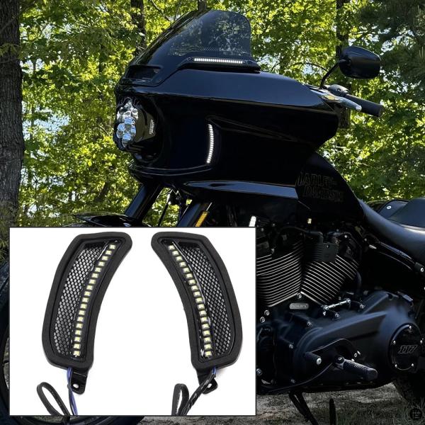 ハーレー ソフテイル ローライダー LED ライト ベント ST エルディアブロ バイクホワイトトレーサーヘッドライトベントアクセント LED