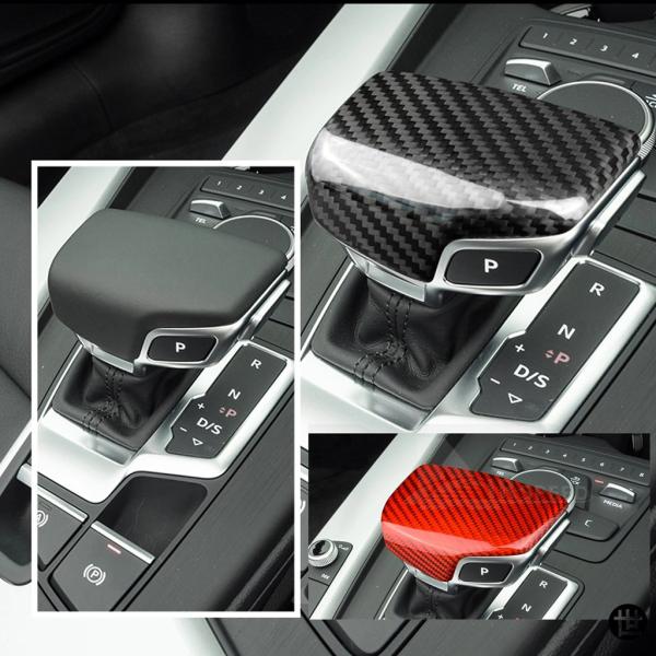 アウディ A4 B9 A5 B9 Q7 4M Q5 FY RHD LHD用 リアルハードカーボンギアシフトノブカバー カーステッカー 内装トリムアクセサリー