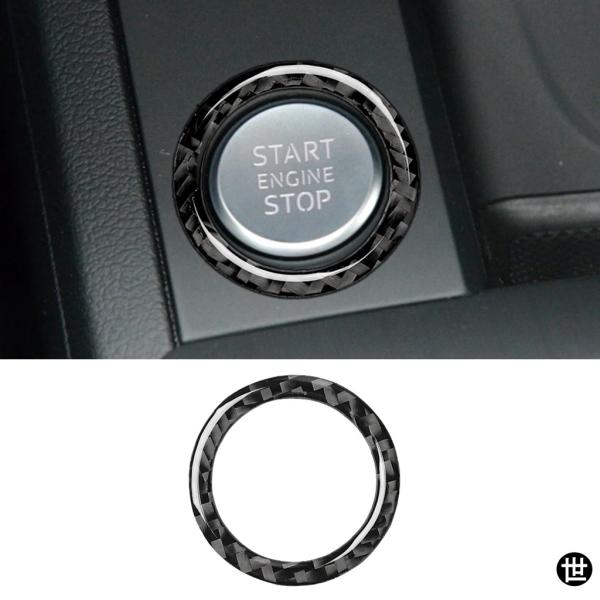 車用エンジンスタートストップボタントリムステッカーキーリング内装アクセサリーリアルソフトカーボン AUDI A4 B8 A5 Q5 2009-2016用
