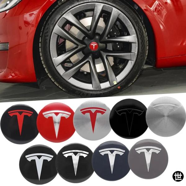 4個 56MM テスラ車ホイールハブセンターキャップエンブレムバッジ