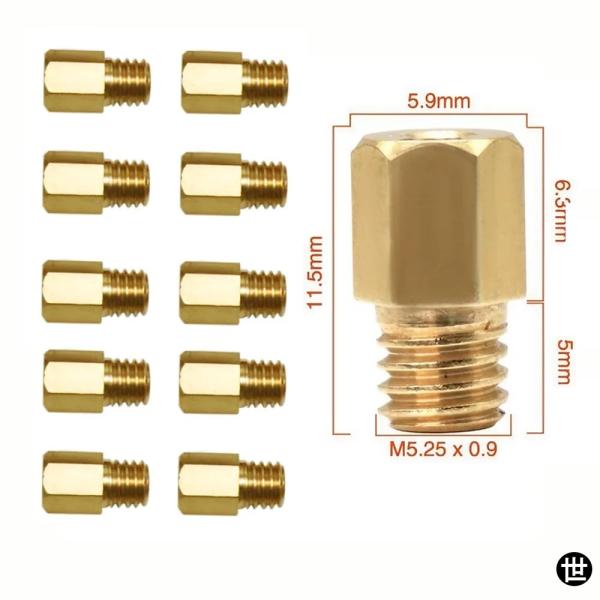 10個/セット 六角型メインジェット 5.2X0.75 スレッド 6MM ヘッド