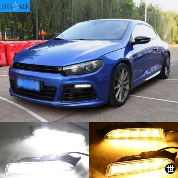フォルクスワーゲン VW シロッコ R 2010 - 2014 用 LED DRL デイタイムランニングライト デイライトドライビングイエローウィンカーランプ