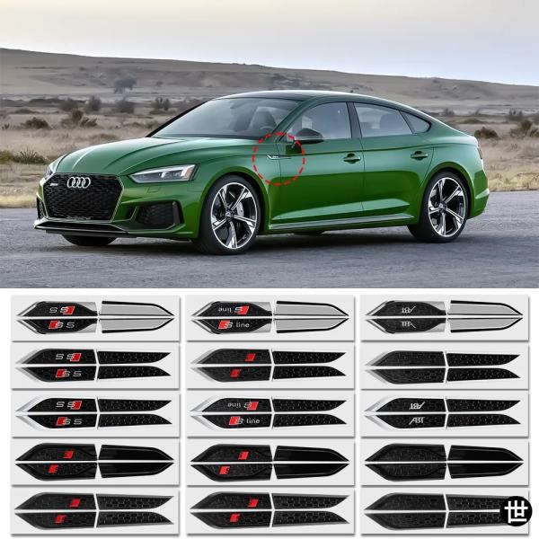 2個 3D ABS AUDI S5 SLINE ABT RS5 バッジ デコレーション デカール 車 フェンダー サイド ウィング エンブレム ステッカー