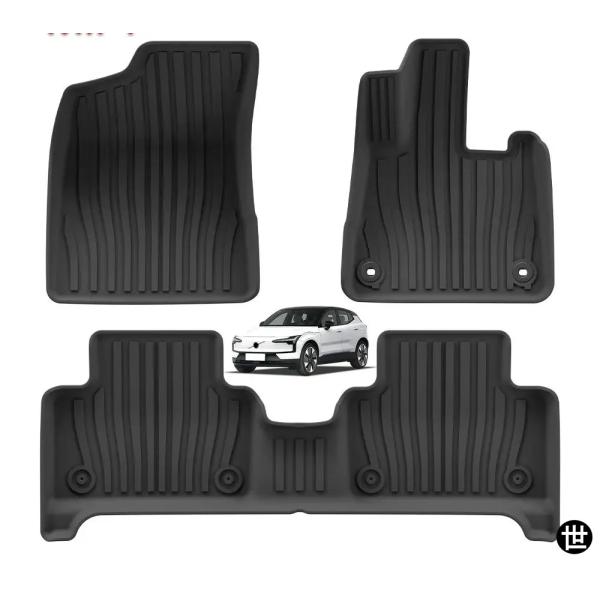 ボルボ EX30 EV 2025 2024 右ハンドル車用フロアマット カーゴライナー トランクパッド TPE 3D フットマット 防水アクセサリー ブラック
