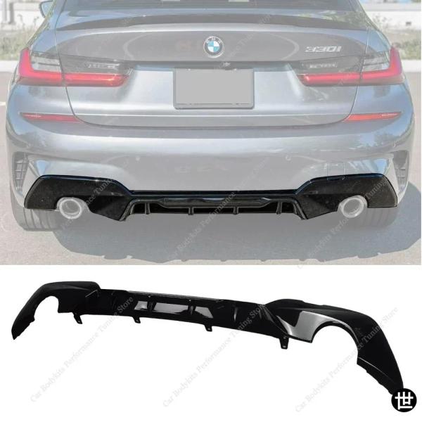 BMW G20 G21用パフォーマンススタイルリアディフューザー、リアバンパーリップスプリッター、320i 320d 330i 330d M Sport 2019-2022 Pre-LCIボディキット