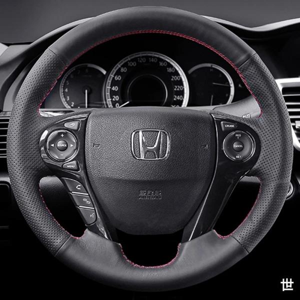 ホンダ アコード 9 2013-2017 クロスツアー 2013-2015 車内用 通気性マイクロファイバーレザー製カスタムカーステアリングホイールカバー