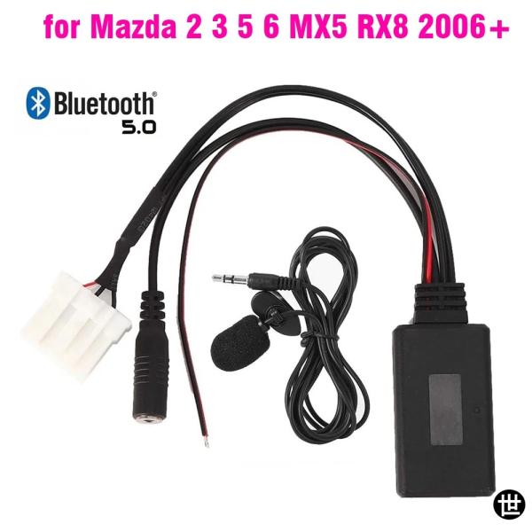 品 マツダ2 3 5 6 MX5 RX8 CX7 2006 2007+用カーBluetooth AUXアダプターワイヤレスラジオステレオマイクオーディオ