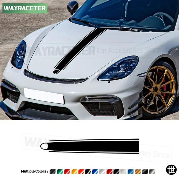 品 ポルシェ 718 ボクスター 982 ケイマン GTS スパイダー 2026 2016+ 用カーフードステッカー ボンネットストライプ  カーボンビニールデ