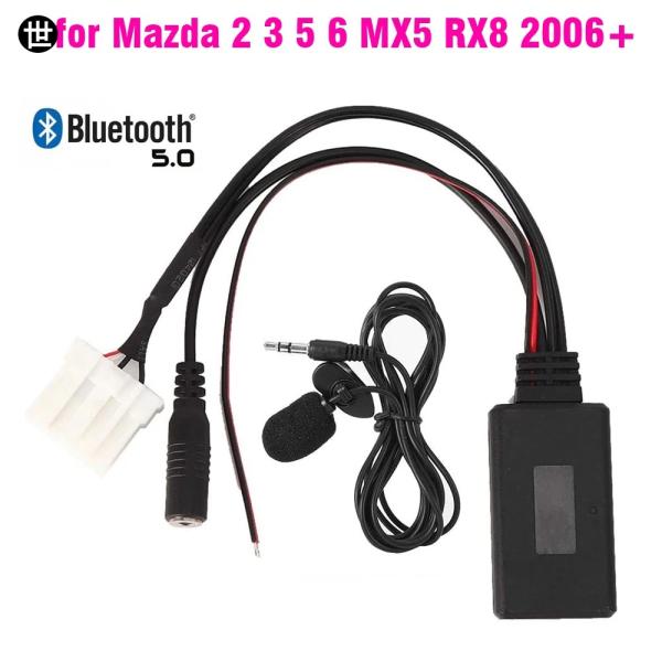 マツダ2 3 5 6 MX5 RX8 CX7 2006 2007+用カーBluetooth AUXアダプターワイヤレスラジオステレオマイクオーディオ
