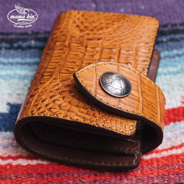 ワニ革本革バイカーズ財布
