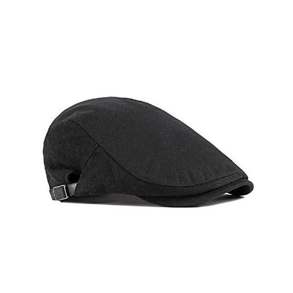 BLACK MOTEL ハンチング帽子 キャップ メンズ フラット 無地 シンプル 男性用 紳士 ゴルフ (ブラック)